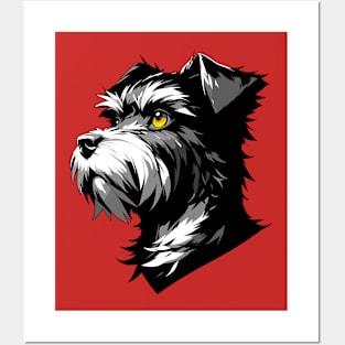 Stunning and Cool Cesky Terrier Monochrome and Gold Portrait for Father's Day Posters and Art